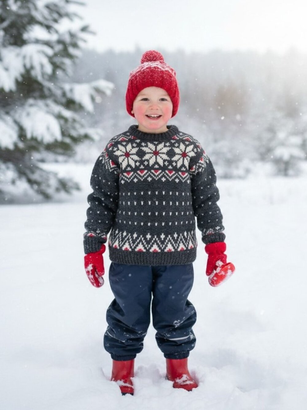 Grandma-made pure alpaca hand knit kids sweater 4